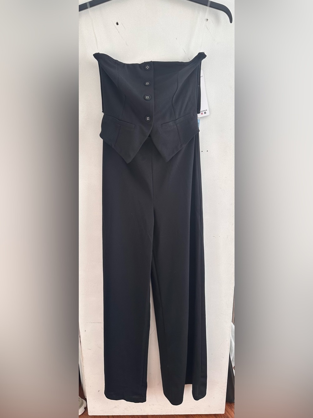 Madden Girl Strapless Black Wide-Leg Jumpsuit